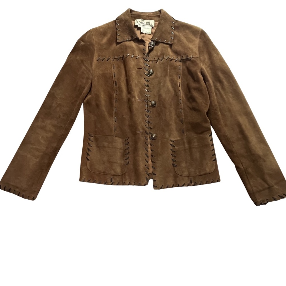 Carlisle Vintage size 4 Women's Brown 100% Suede Button-Front Jacket
